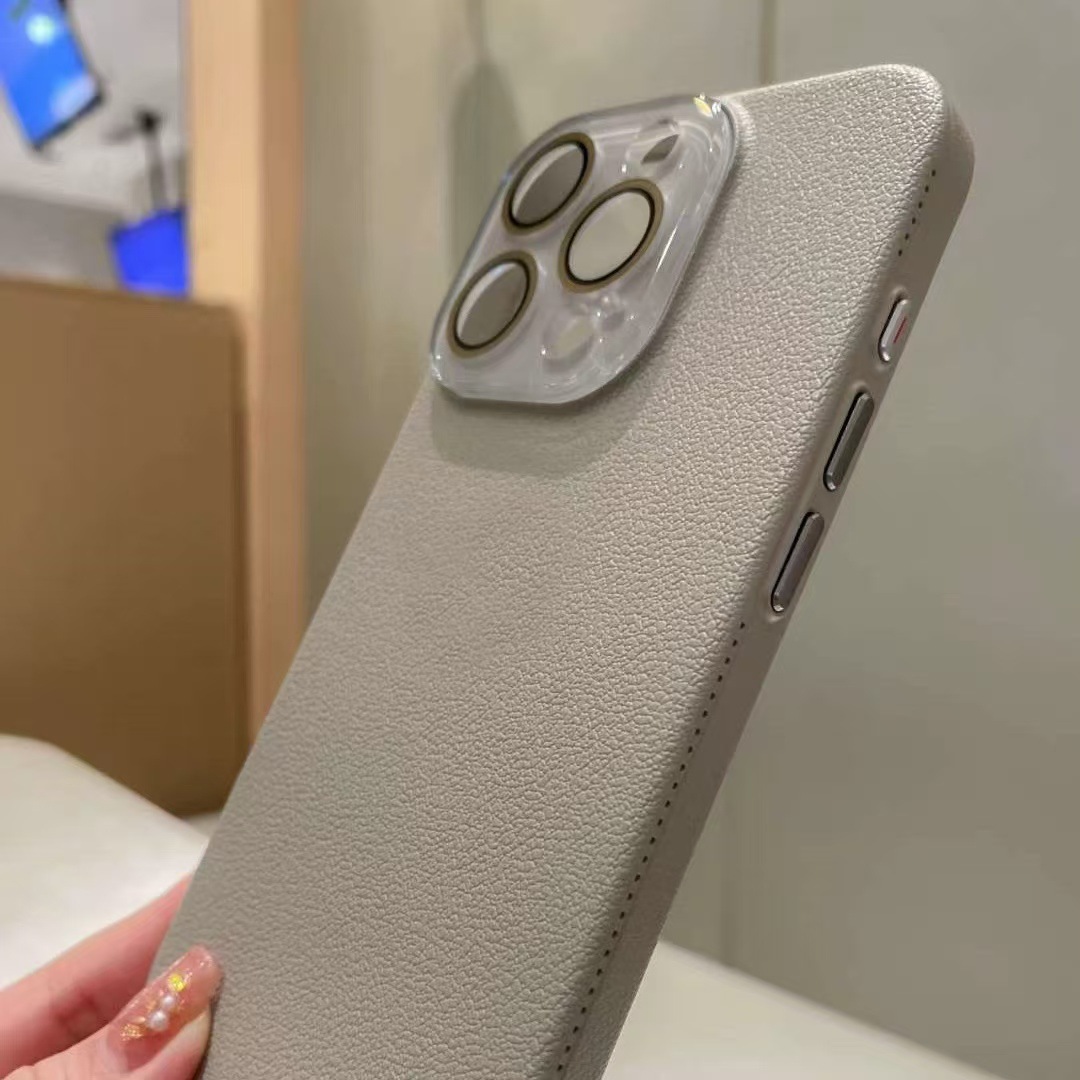 Premium Litchi Texture Case with Lens Protector for iPhone, New Women's Style