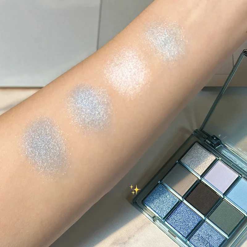 9 Colors Dark Punk Smoked Eyeshadow Palette Blue Black Pearl Matte Eye Shadow Makeup Palette Brightening Shimmer Lying Silkworm H260402