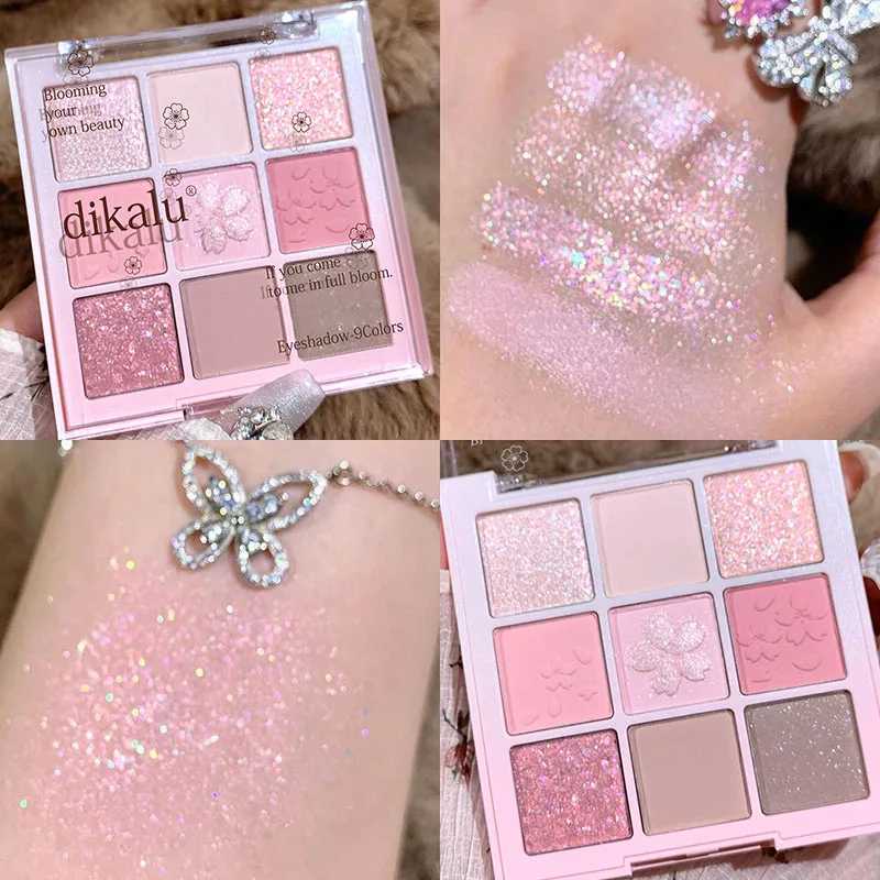 DIKALU 9-Color Sakura Eyeshadow Palette Glitter Matte Low Saturation Pink Brown Nude Makeup Shimmer Eye Pigments Long Lasting H260402