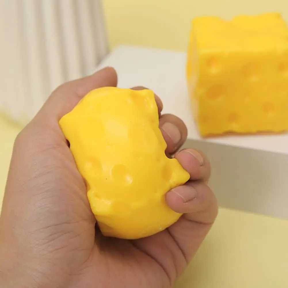 Shapeable Cheese Squeeze Toy Stress Relief Slow Rising Cheese Block Sensory Toy Simulated Food Pinch Fidget Toy Party Favors H260402