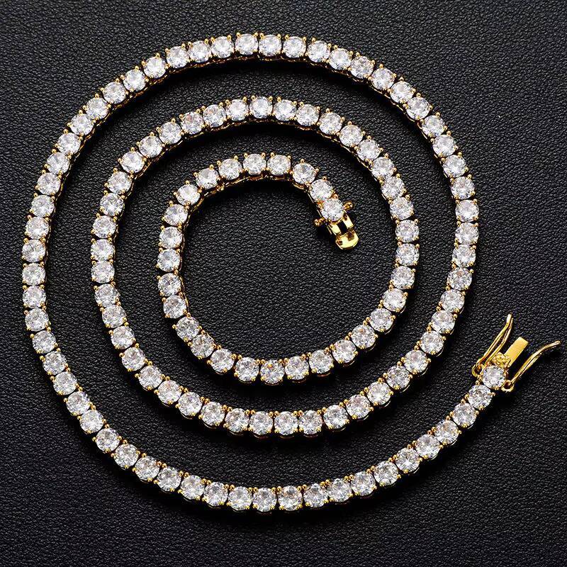 Wholesale Lab Grown Diamond Jewelry 14K/18K Solid Gold Lab Grown Diamond Tennis Chain Necklace