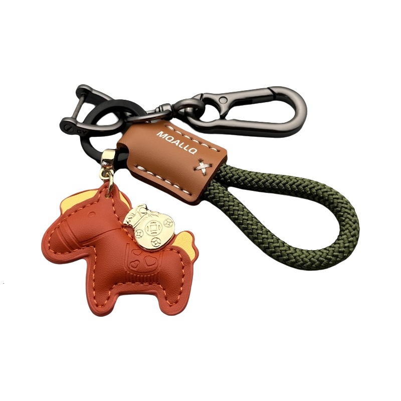 Keychain Luxury Leather Horse Birthday Gift Charm Handmade Car Key Chain for Women Men Couple Gift