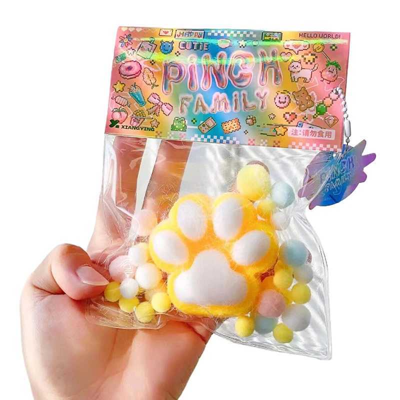 1PC DIY Accessories Squishy New Fidget Toy Mini Kawaii Plush Cat Paw Small Pig Rabbit Cute Pink Cat Foot Decompression Props H260402