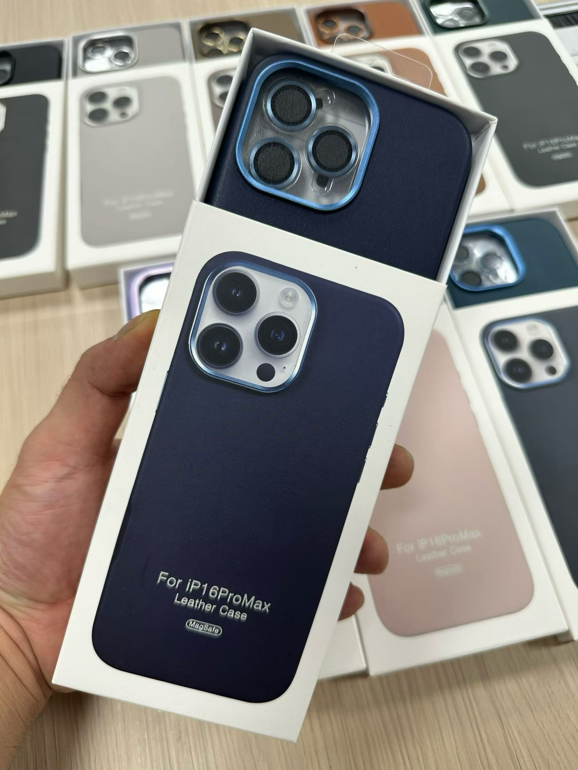 Official PU Leather Magnetic Phone Case Metal Frame Protector with Camera Lens Glass for iPhone 17 Pro 16 Plus 15 14 13