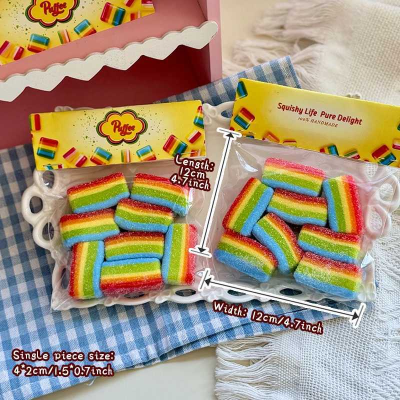 Rainbow Sour Strip Squishy Toy Food-Grade Silicone Soft Slow Rebound Birthday Party New year Gift H260402