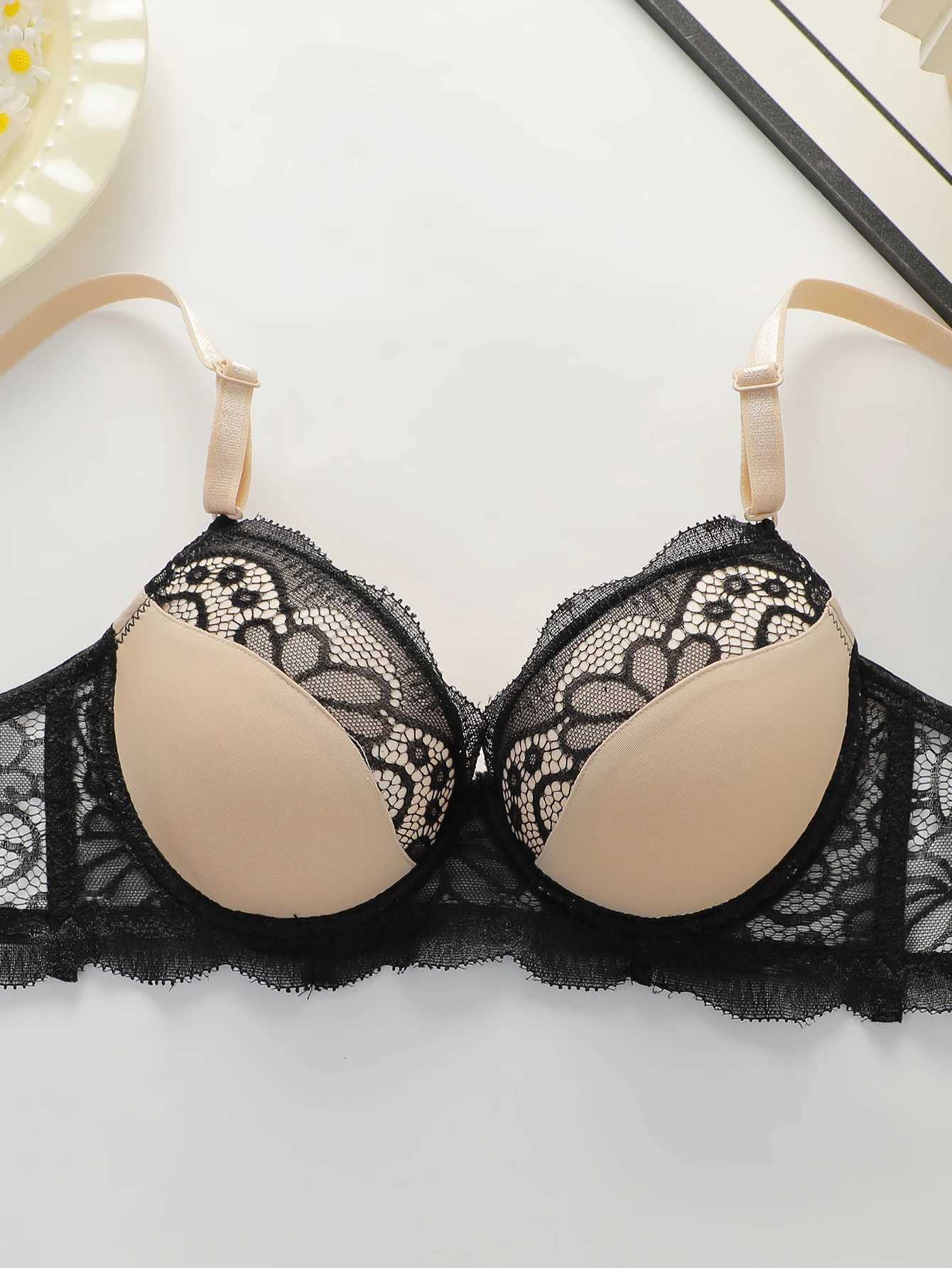 Womens embroidered lace lingerie set with steel ring gathering push up daily casual close fitting bra set B2076 Z260402