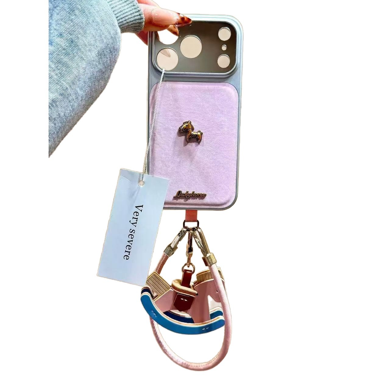 Autumn and winter retro brown bottom polka dot three-dimensional pony wristband for iPhone iPhone case