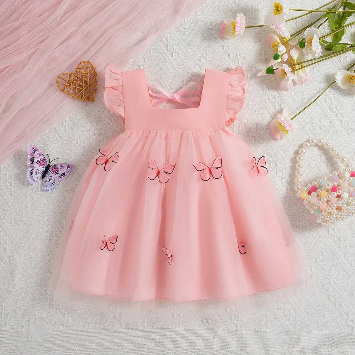 0-3 Year Old Baby Girl Princess Dress Summer New Sweet Butterfly Chiffon ChildrenS Sleeveless Clothes For Wedding Parties H260402