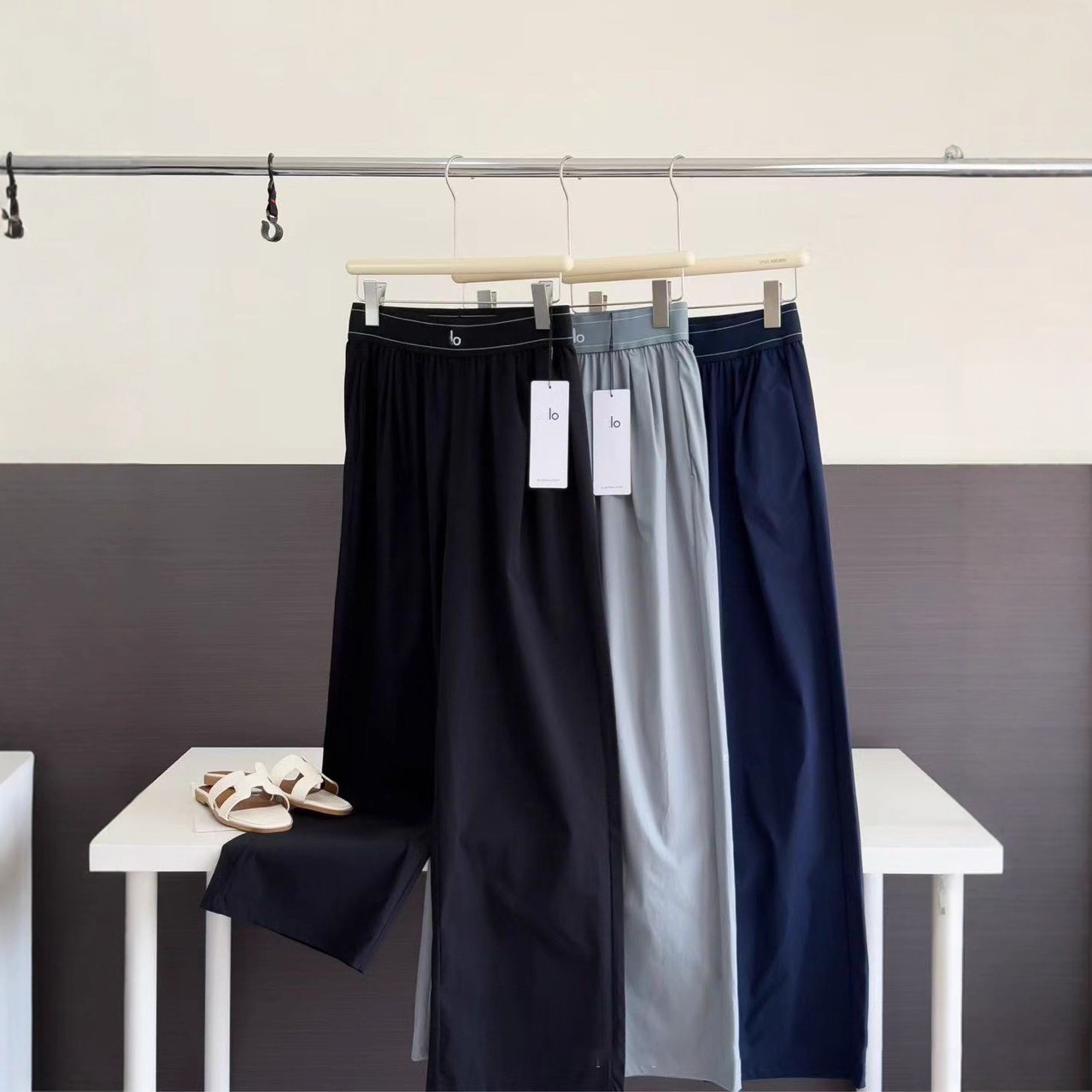 Designer Women's Yoga Loose Fit Casual Pants High Waist Wide Leg Pants Cotton Blend Long Trousers Autumn Winter Pants