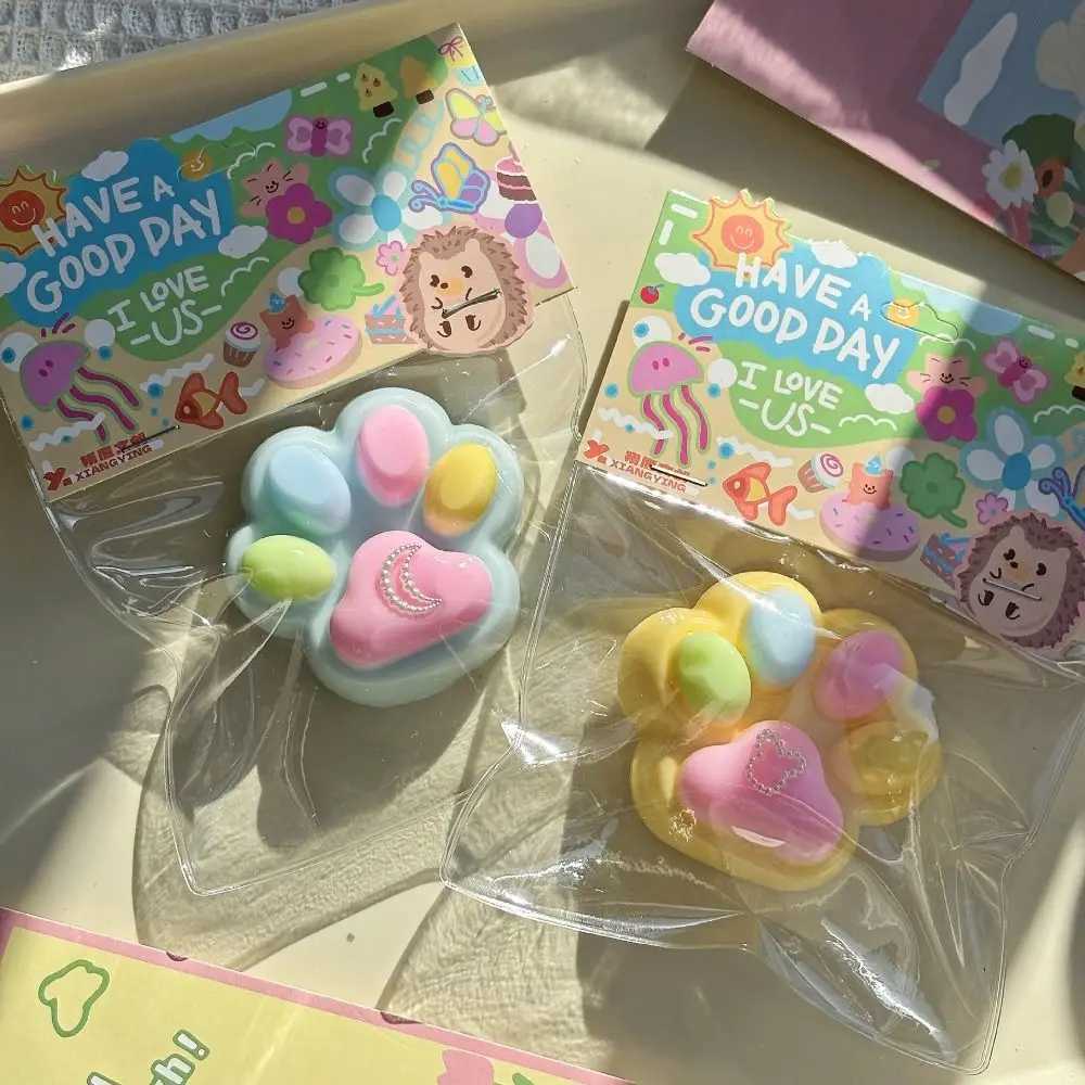 Sensory Soft Cat Paw Squeeze Silicone TPR Cartoon Fidget 3D Cute Cat Paw Pinch Funny H260402