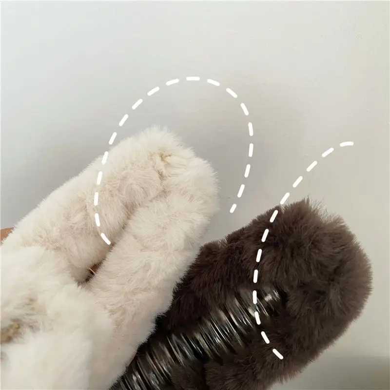 Soft Milk Coffee Color Series Imitation Fur Rabbit Fur Back Head Updo Hair Claw Warm Large Plush Shark Clip Barrettes Hair Claws H260402