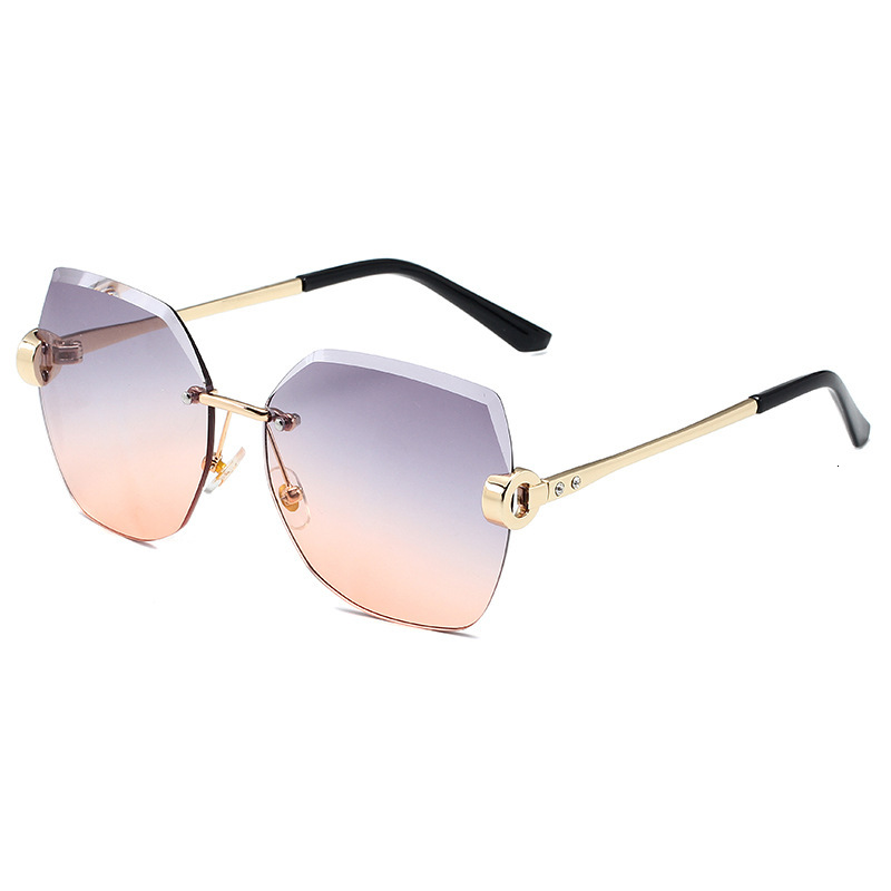 Designer Luxury Glasses - Fashionable Frameless Crystal-edge-cut Ladies' Sunglasses - Uv-protective Diamond-studded Sunglasses - For Outdoor And 