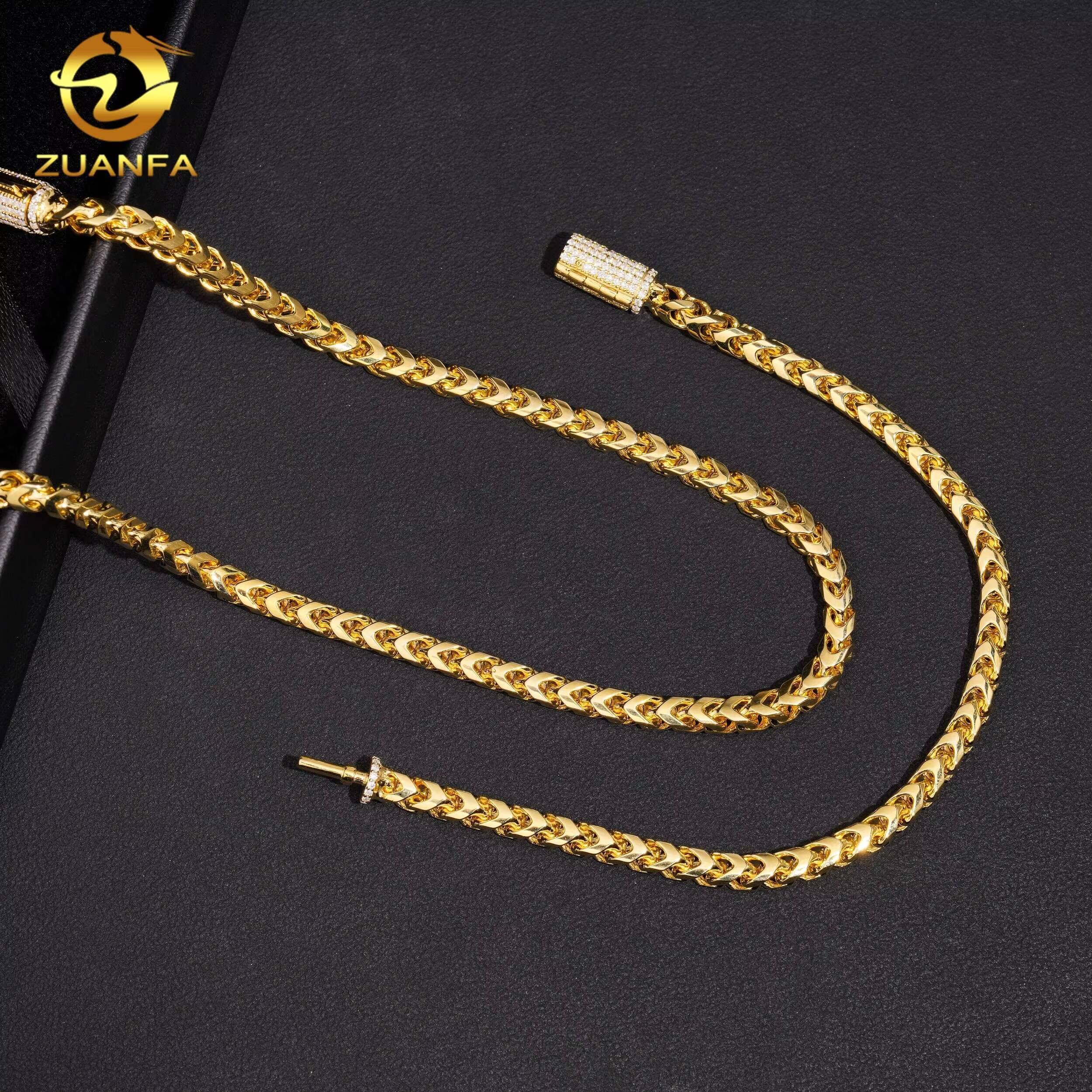 Top Quality Gold Plated Hip Hop 4mm Wholesale Price 925 Silver Moissanite Clasp Franco Chain