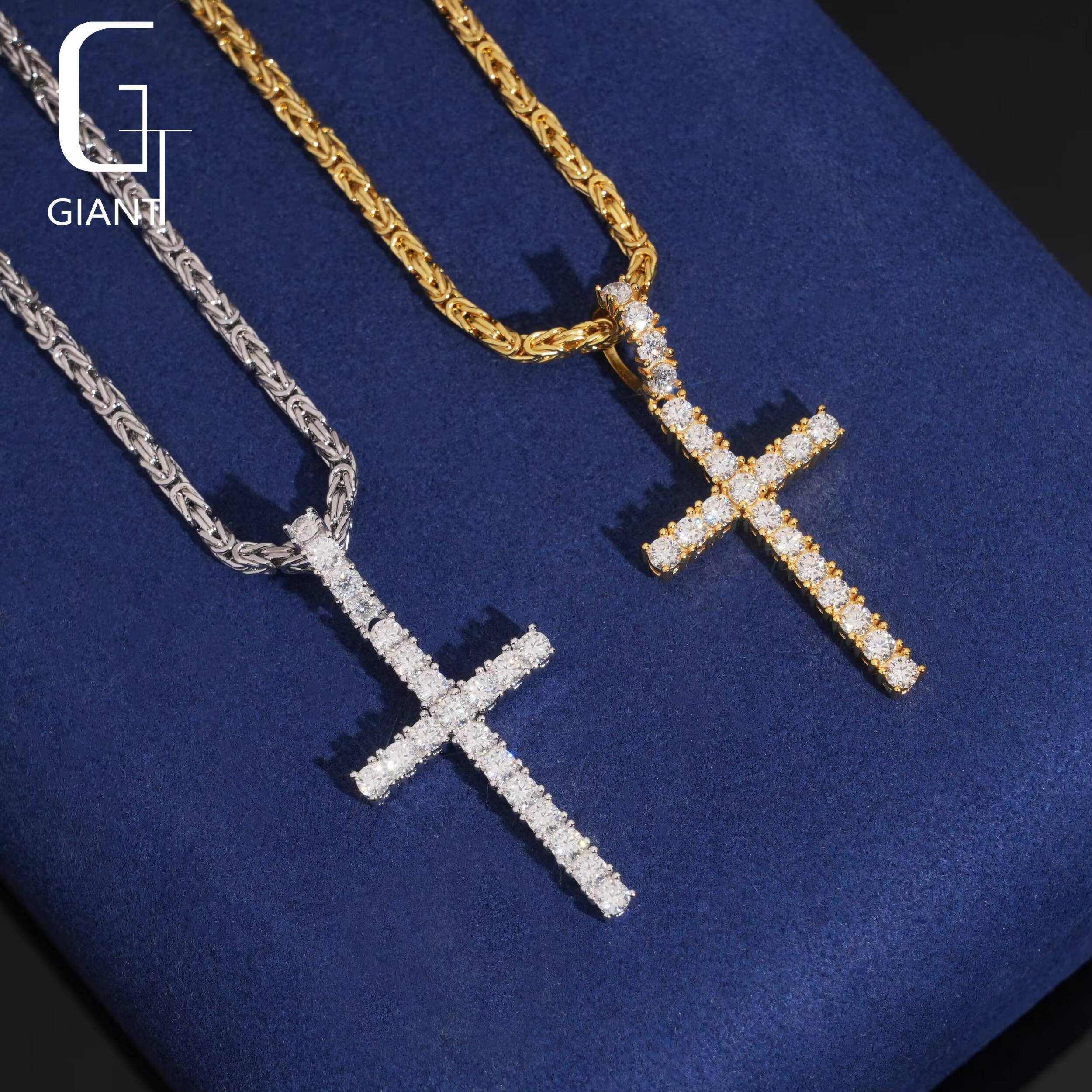 USA Local Stock VVS Moissanite Jewelry Iced Out Silver 925 Jewelry Moissanite Cross Pendant for Man