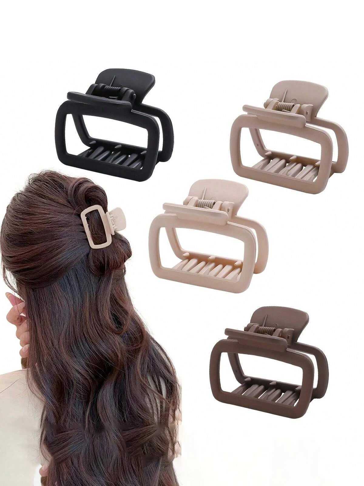 4pcs Womens Square Lightweight Hair Claw Clip Fashionable Elegant Hair Accessory Clip Suitable Hair Styling Makeup H260402