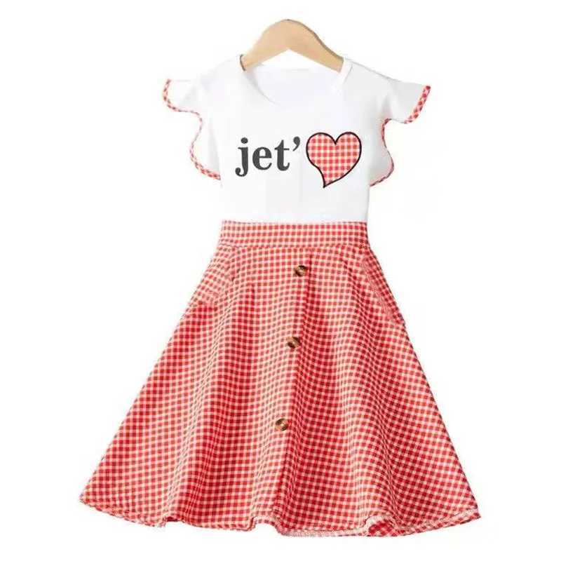 2026 Girls Dresses Cute Summer Kids Plaid Printing Dress Princess Party Clothes Teen Child Clothing Vestidos 6 8 10 12 13 Year H260402