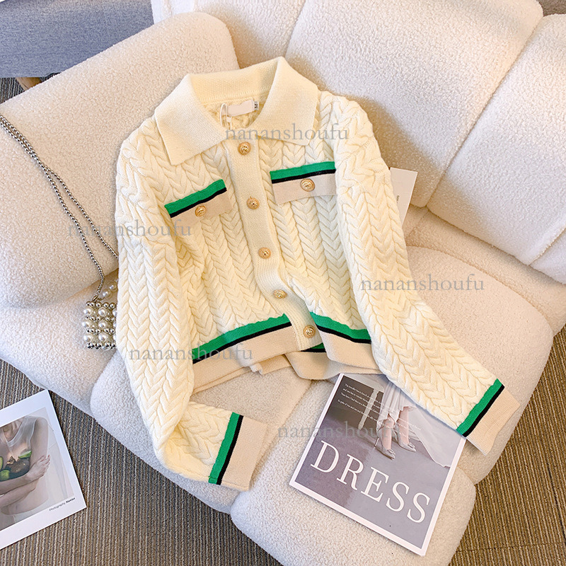 Designer Set Luxury Stripe Color Blocked Knitted Jacket Top New Women's High Quality Temperament Casual Loose Plaid Wide Leg Pants Sports Pants T