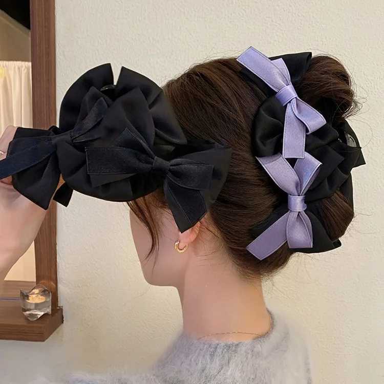 Girls New Claw Clips Korean Version Sweet Style French Style Bow Hair Clips Womens Claw Clips Large Shark Clip Kawaii Headwear H260402