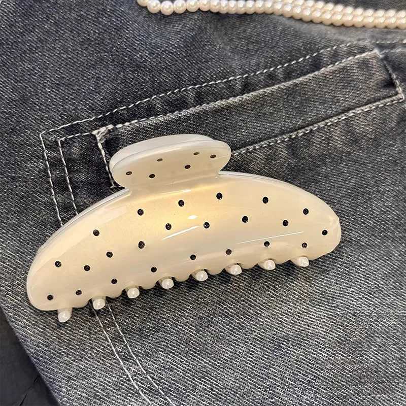 Sweet girly polka dot cherry grab clip hair grab hair accessories high value Mori versatile back head shark clip hair 2025 H260402