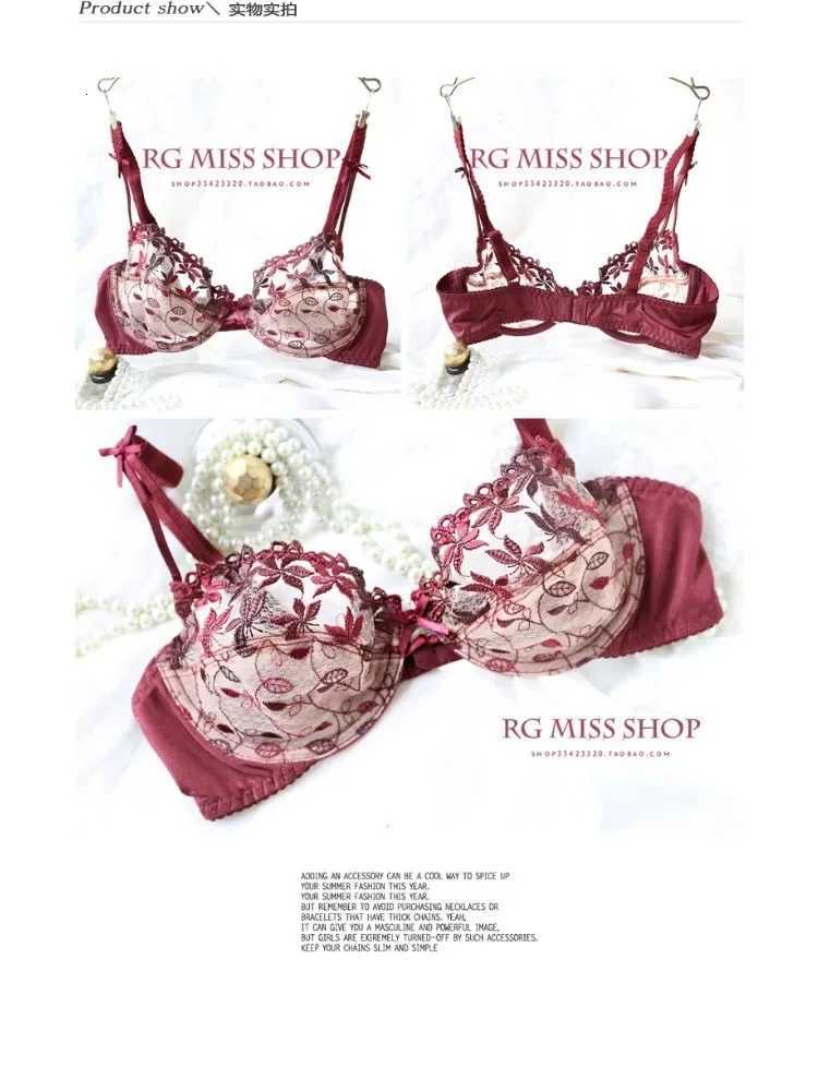 Ultra-Thin Red Lace Bra Set Plus Size Minimizer Full Bust Underwear Zodiac Year Womens LingerieSlimming Push-Up Design Z260402