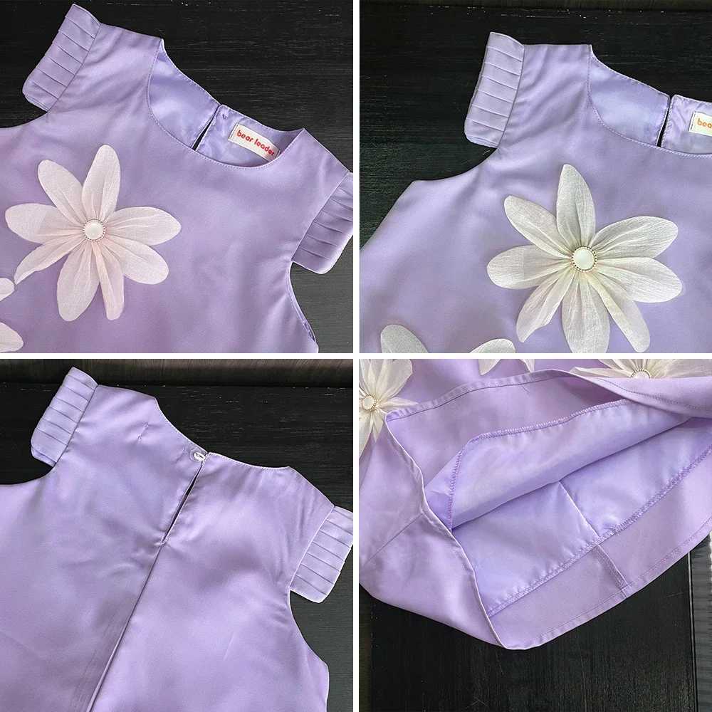 Summer New Girls Casual Clothes Pleated 3D Flower Sleeveless Princess Dress Korean Version Solid Color Children 2-12 Years Old H260402