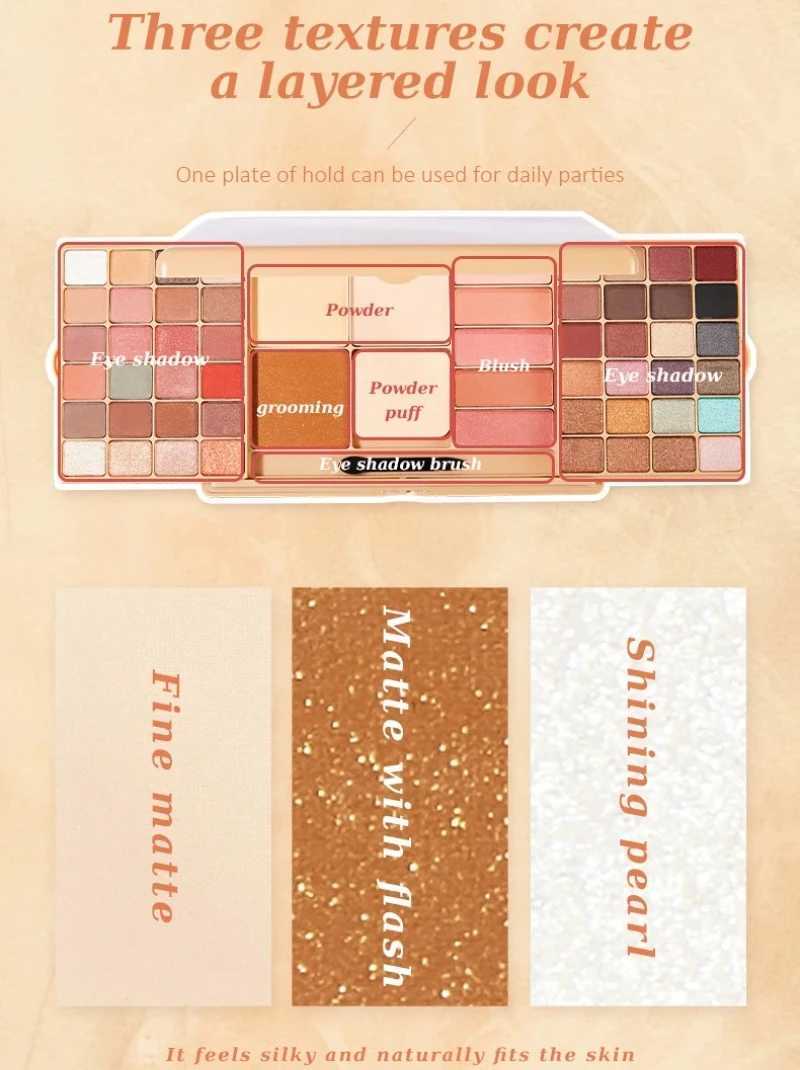 Pudaier New 48 Colors Glitter Eyeshadow Palette Matte Waterproof Concealer Blush Powder Cosmetics Kit Fashion Women MakeUp Tools H260402