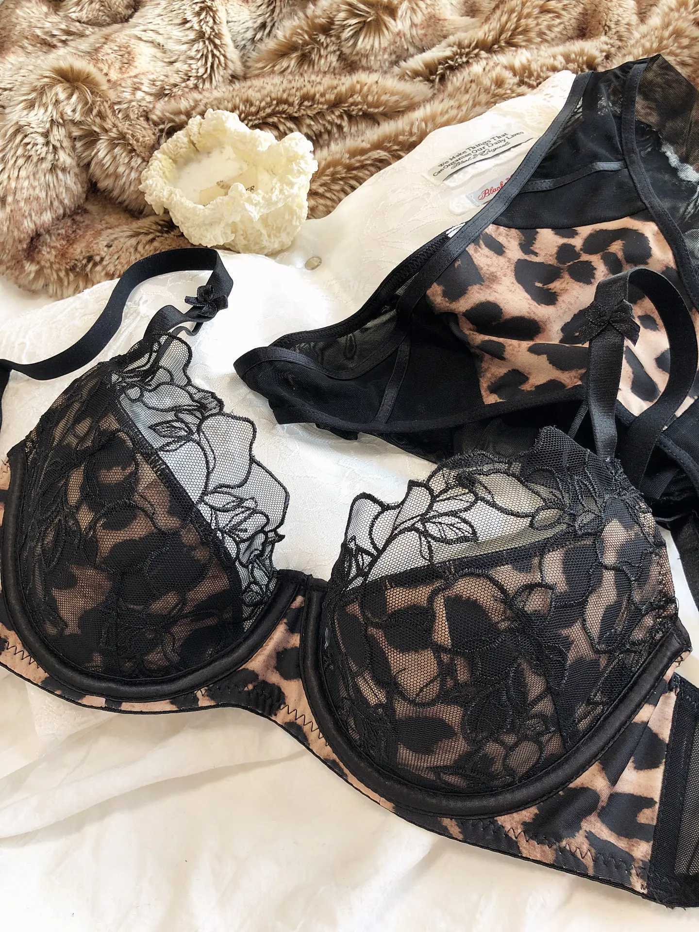 Leopard Print Women Lingerie Set French Lace Flowers Embroidery Mesh Bra Comfort Push Up Brassiere Charm Ladies Underwear Z260402