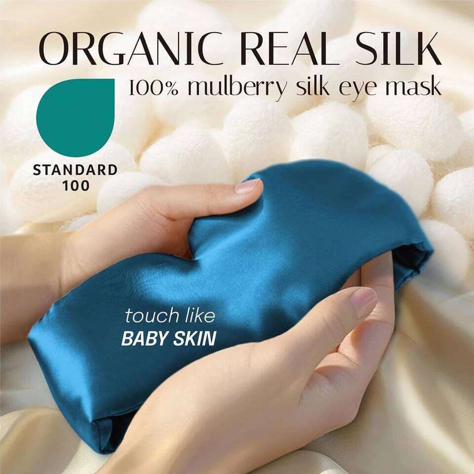 Sleep Soft Pressureless Sleeping Mask 100% Mulberry Silk for Eye Skin Anti Wrinkles,Adjustable Wide Velcro Ear Cover 26W0402