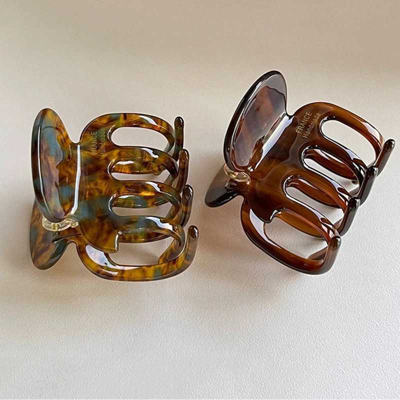 2025 Retro Hollowed Out Acetate Grab Clip Elegant Korean Crab Ponytail Braid Grab Clip Accessories for Girls Headwear Gift H260402