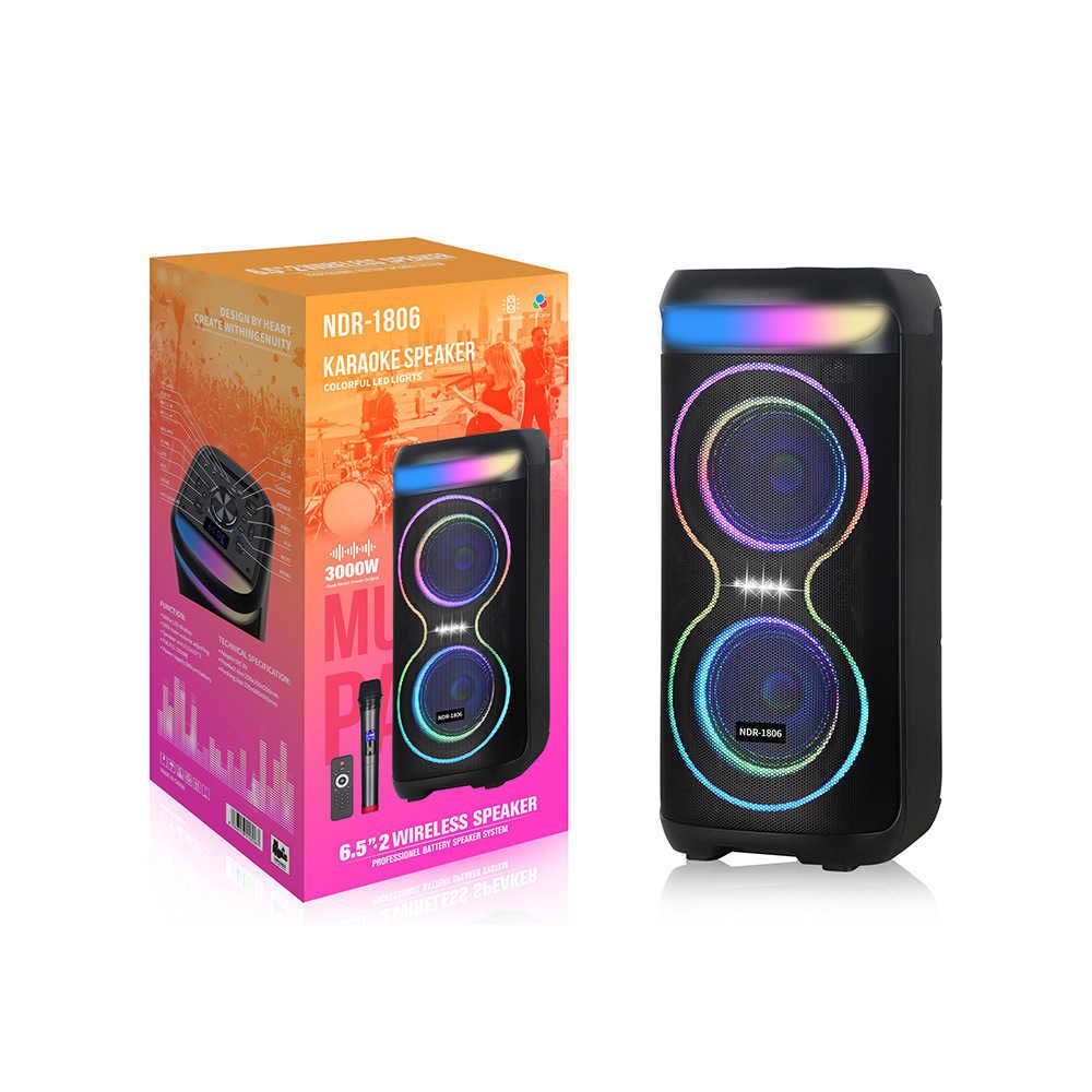 6.5-inch dual NDR1806 screen-equipped portable Bluetooth outdoor square dance bass color-changing light stereo speaker S251107