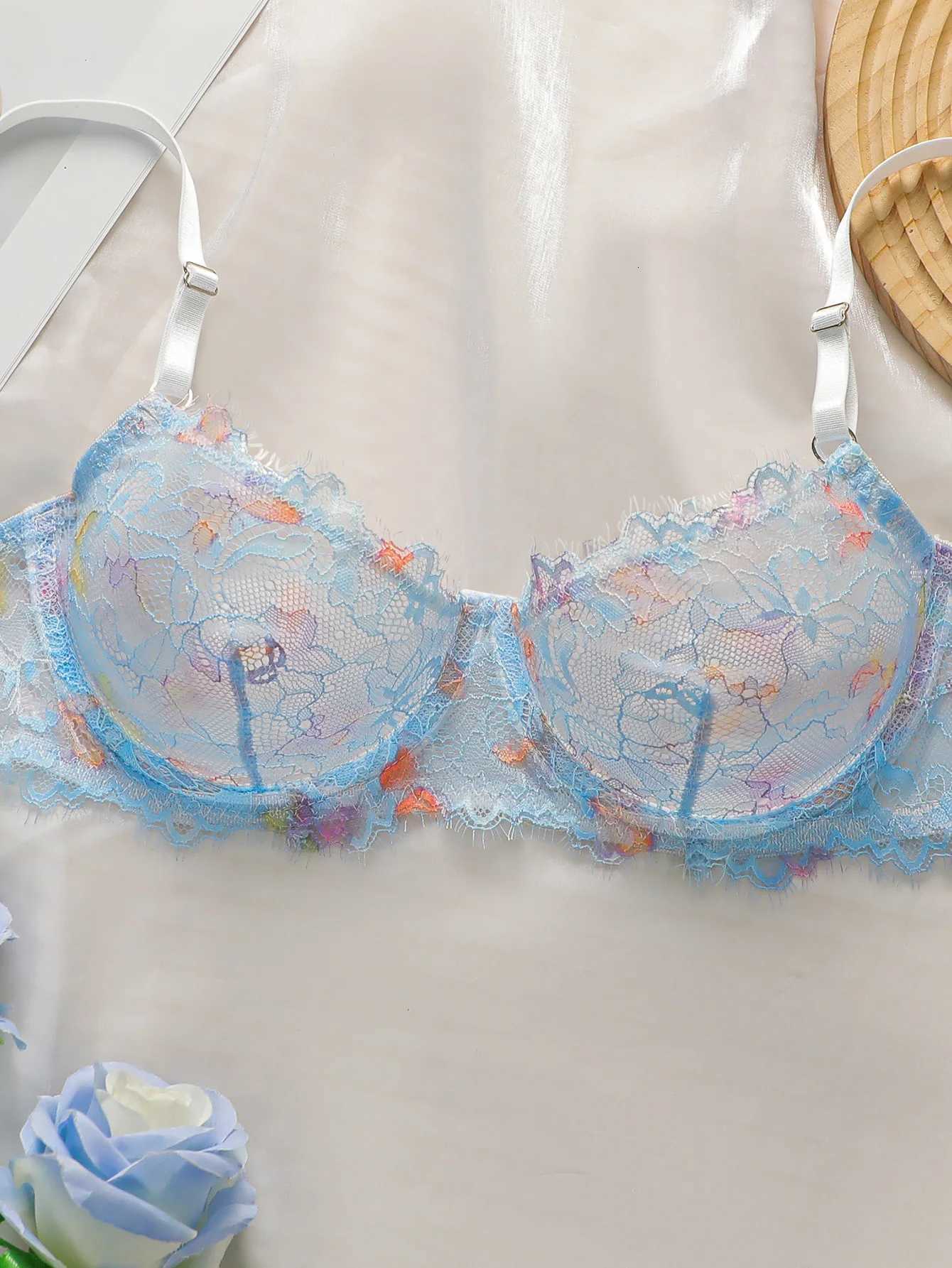 Womens lace transparent lingerie set with steel rims gathered straps adjustable straps comfortable lingerie set YS025 Z260402