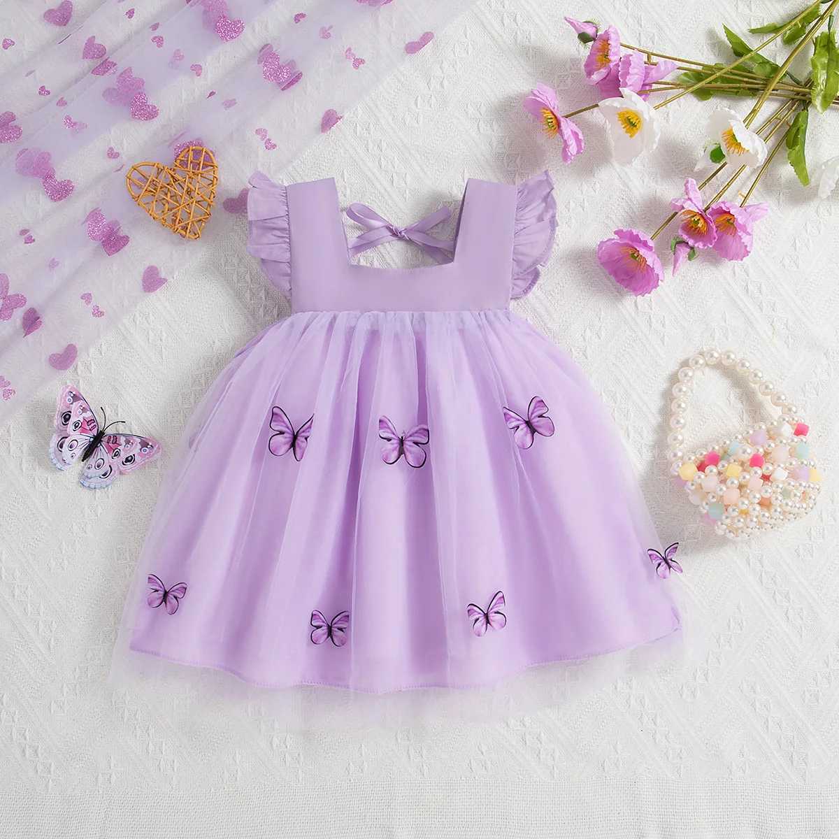 0-3 Year Old Baby Girl Princess Dress Summer New Sweet Butterfly Chiffon ChildrenS Sleeveless Clothes For Wedding Parties H260402