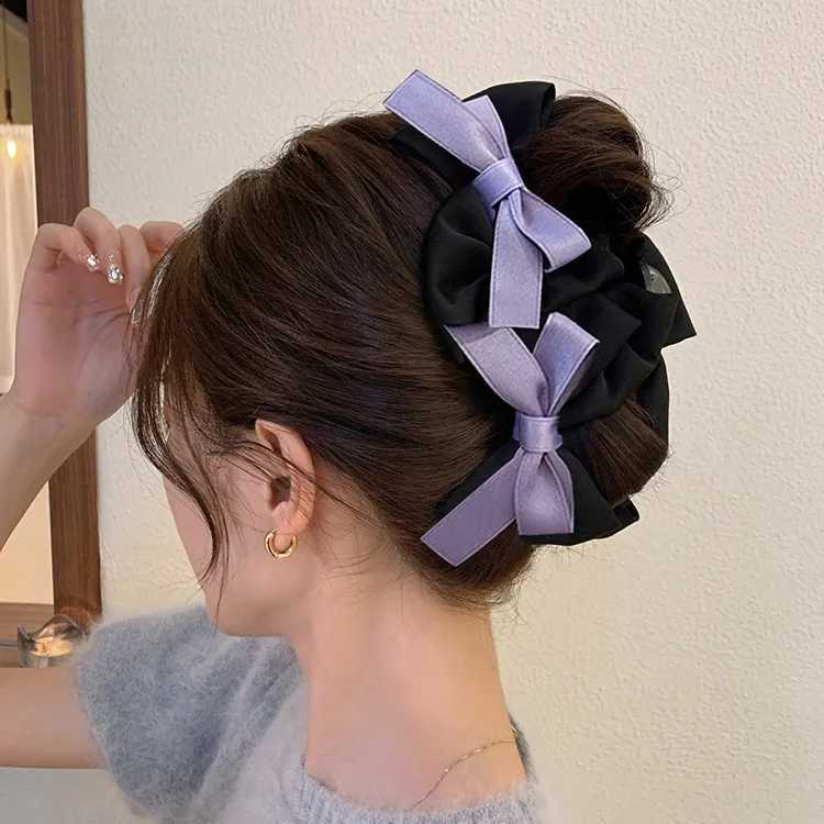 Girls New Claw Clips Korean Version Sweet Style French Style Bow Hair Clips Womens Claw Clips Large Shark Clip Kawaii Headwear H260402