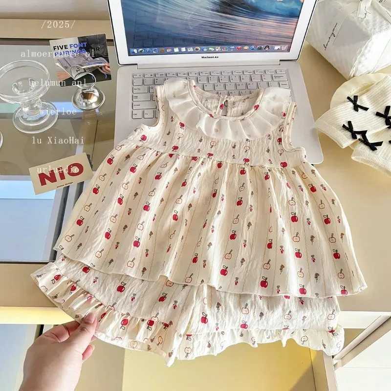 Two-Piece Set Sleeveless Princess Dress with Floral Print Summer Thin Outfit for Baby Girls Baby Girl Cute Floral Skirt H260402