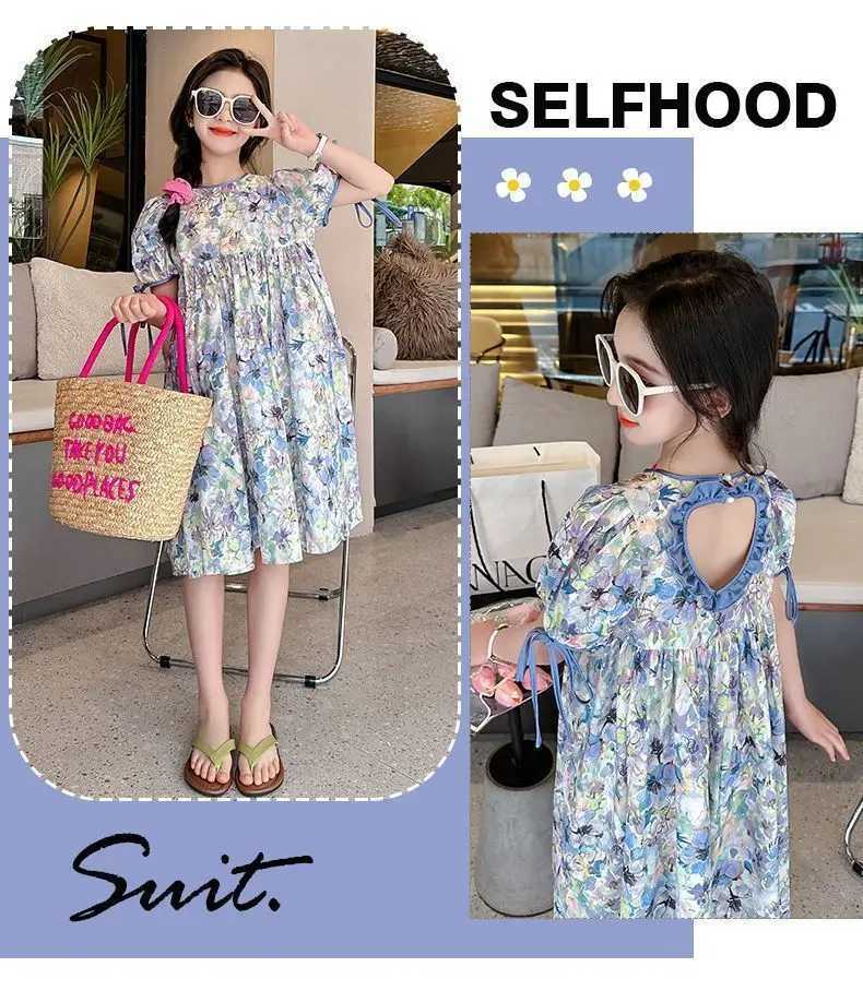 2026 Girls Dress Summer Loose Floral Pattern Beach Dress For Girl Bohemia Princess Children Dresses Vestido Teenage 3-14 Years H260402