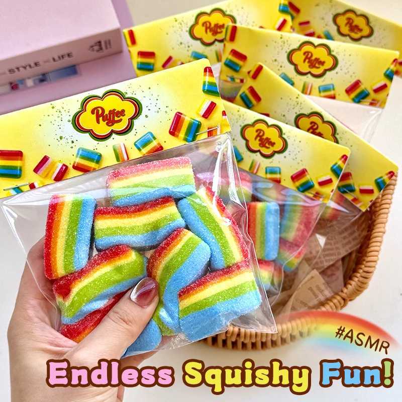 Rainbow Sour Strip Squishy Toy Food-Grade Silicone Soft Slow Rebound Birthday Party New year Gift H260402