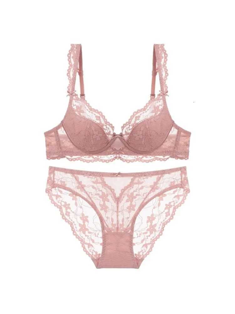 YUQI Womens Underwire Bra Set Comfort Thin Wire Lift Support LaceBreathable Anti-Sagging Strappy Back Lingerie Z260402