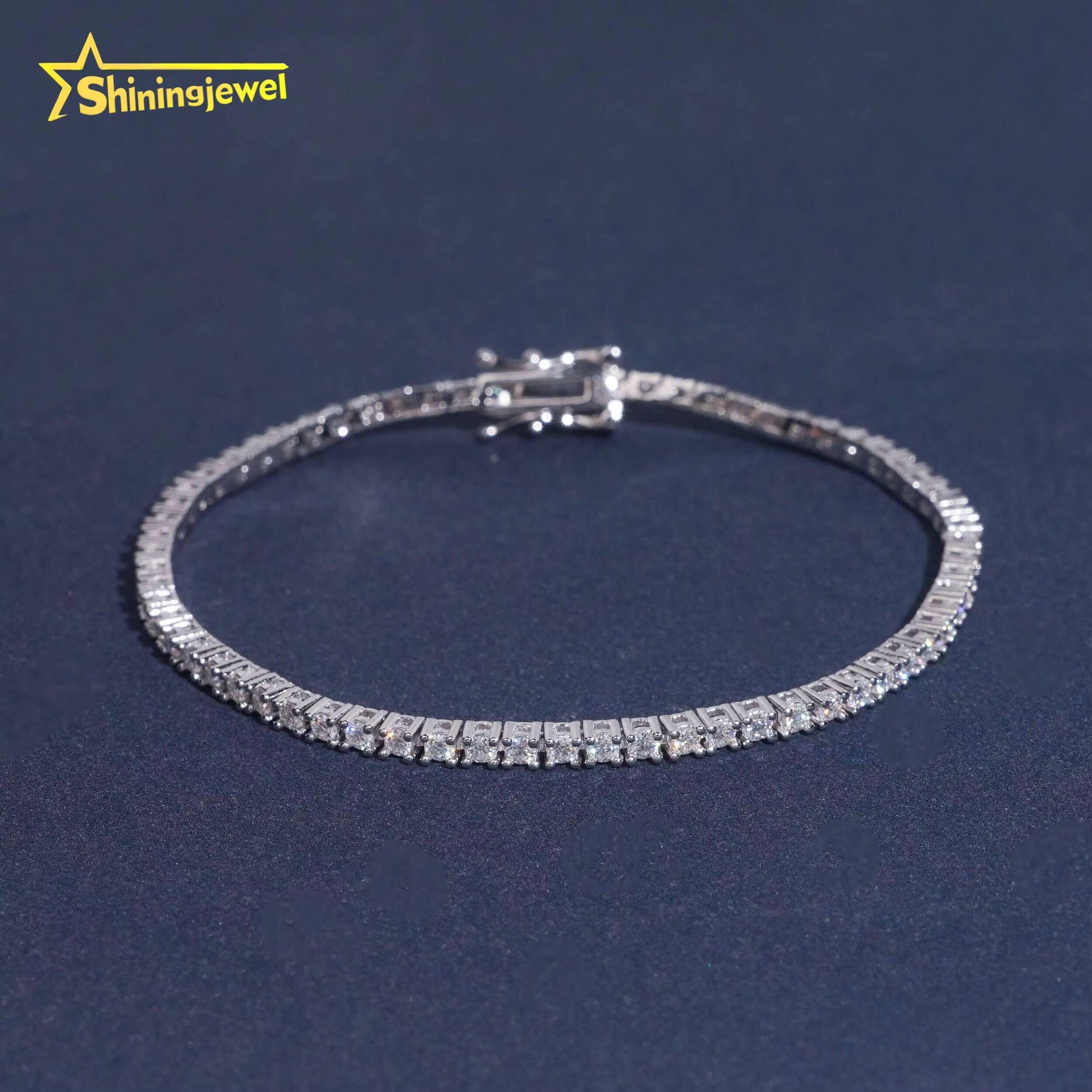 USA Warehouse Fast Shipping Pass Diamond Tester GRA Certified Hip Hop Jewelry Iced Out VVS Moissanite Tennis Bracelet 2MM