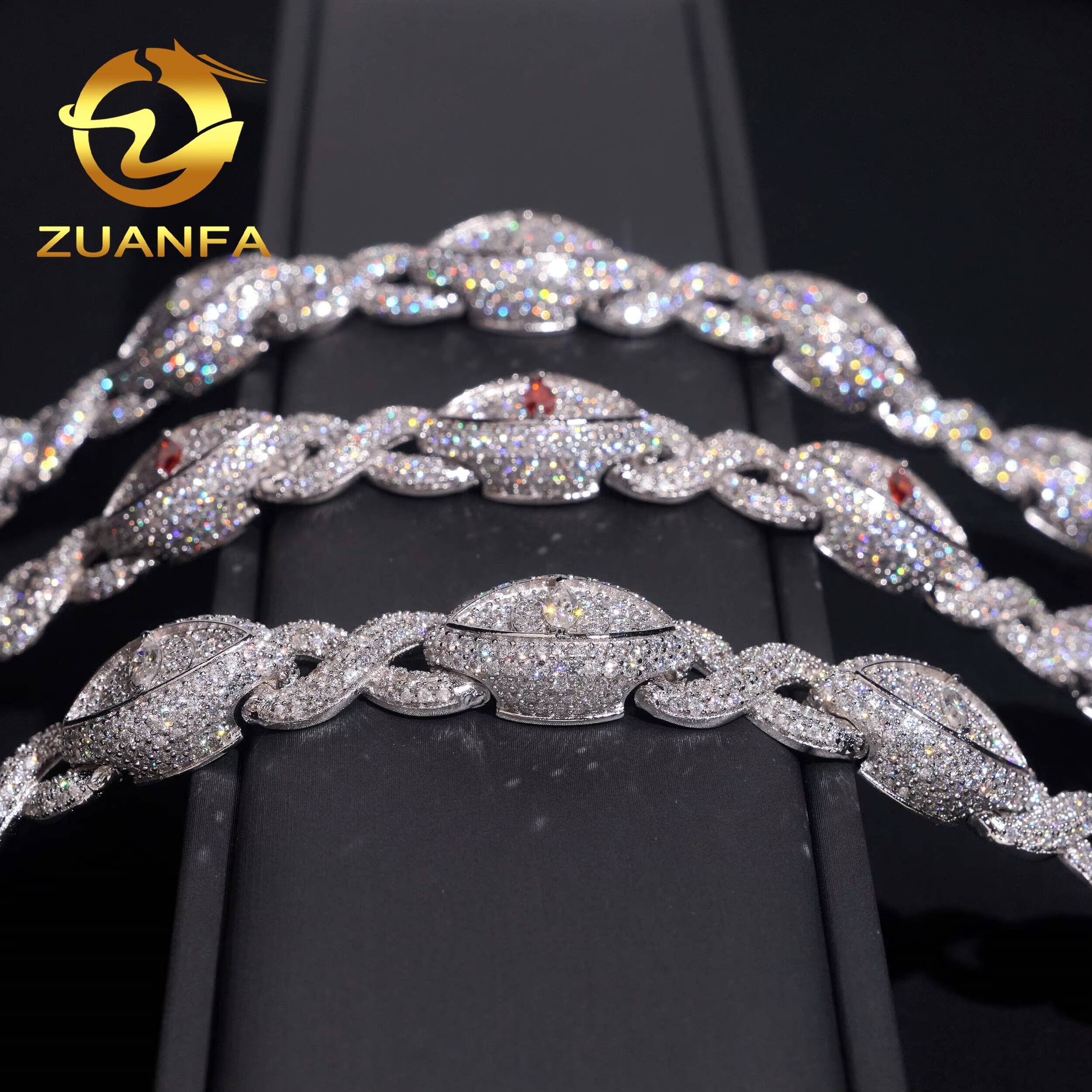 Hip Hop Fine Jewelry Iced Out Moissanite Diamond Mens 13mm Silver Cuban Link Infinity Bracelet