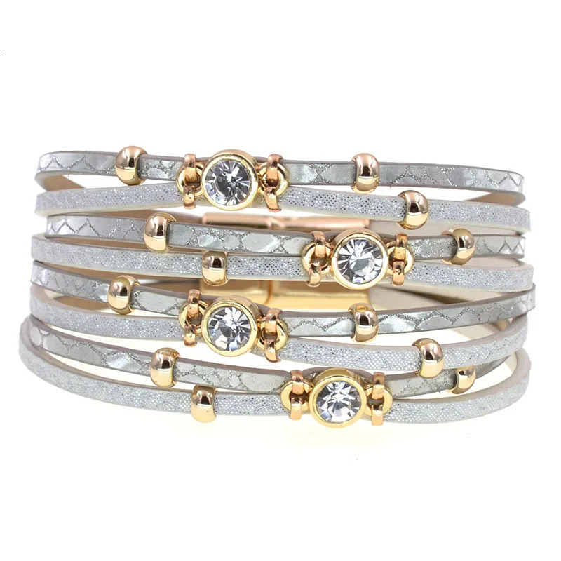 WELLMORE 4 colors Bohemia leather bracelets for women Metal beads charm bracelets magnet bracelet fashion jewelry wholesale 260318BJ - view 7