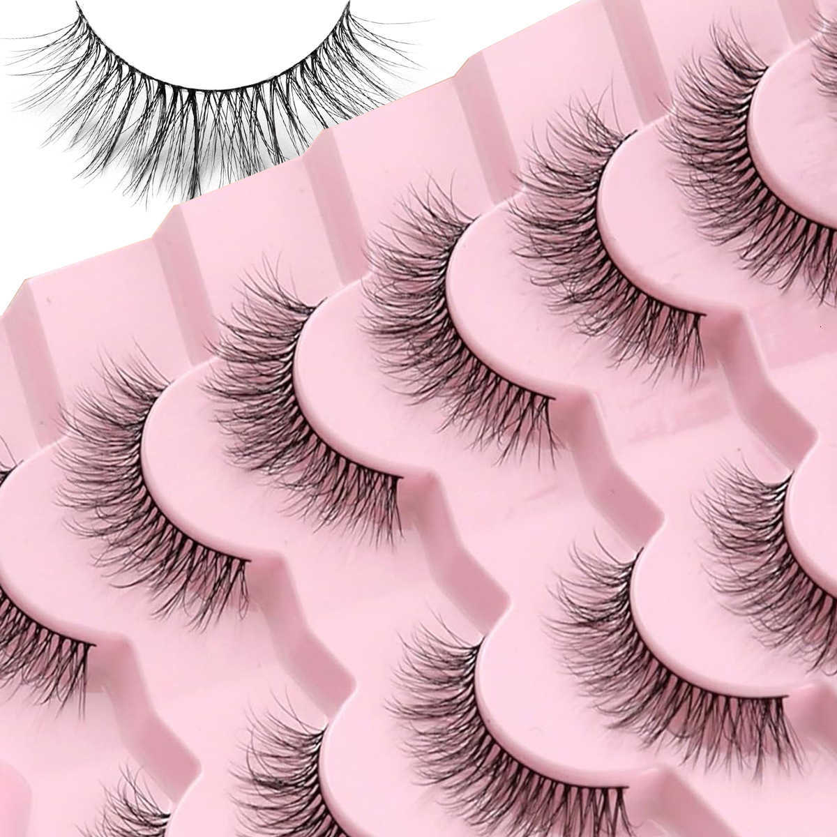 3D Mink Lashes Cat Eyelashes Fluffy Wispy Volume Lashes Natural Feathery Effect Lightweight Flexible Band Fake LashesT251223