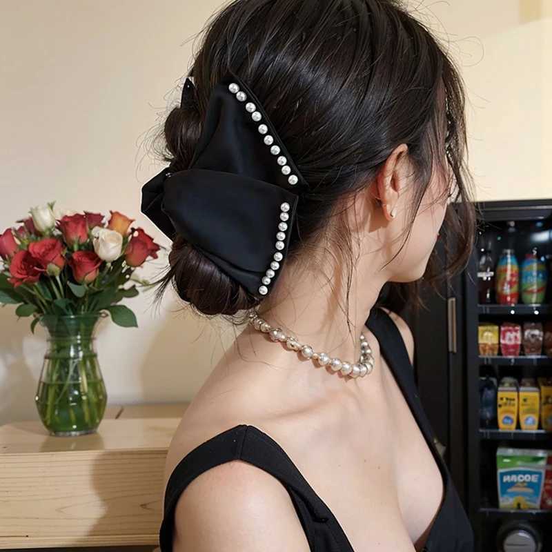 Elegant Rhinestones Pearls Big Bow Hair Claw For Women Girls Sweet Hair Ornament Hair Clips Hairpins Fashion Hair Accessories H260402