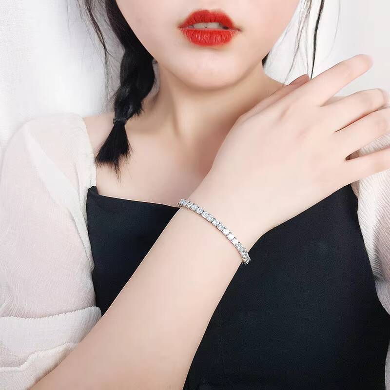 4mm High Carbon Diamond Bracelet Hip Hop High-end Full Diamond S925 Sterling Silver Tennis Bracelet