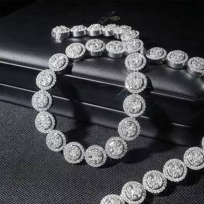 925 Silver Moissanite Cuban Chain Necklace for Men 13mm with Mozambican Accessories