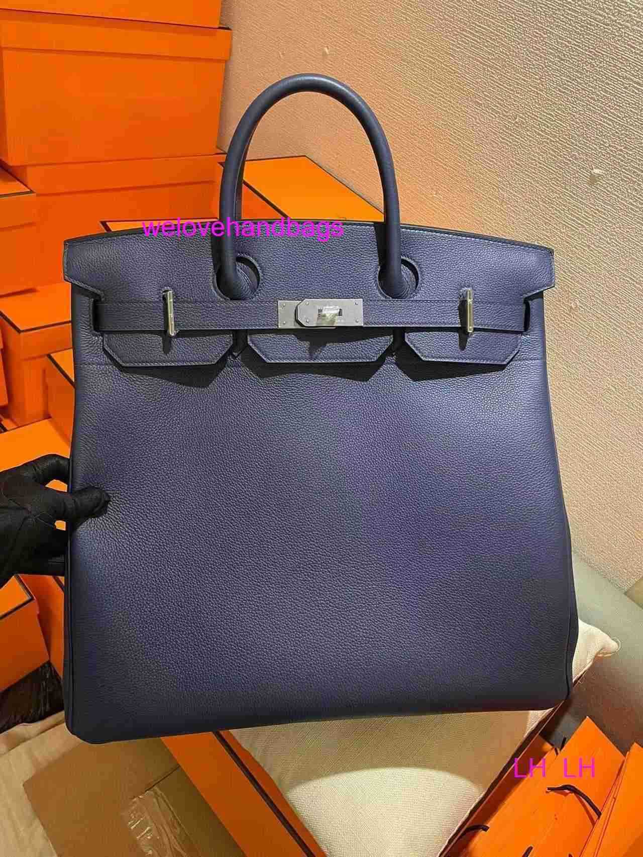 Designer Handbag 40cm Luxury Togo Leather Sapphire Blue Travel Bag Leather Tote Handly26