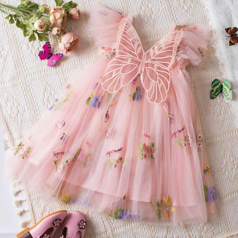 Girls Dress Summer Floral Mesh Baby Girls Dress Adorable Wedding Flower Girl Dress Baby Girl Clothe H260402