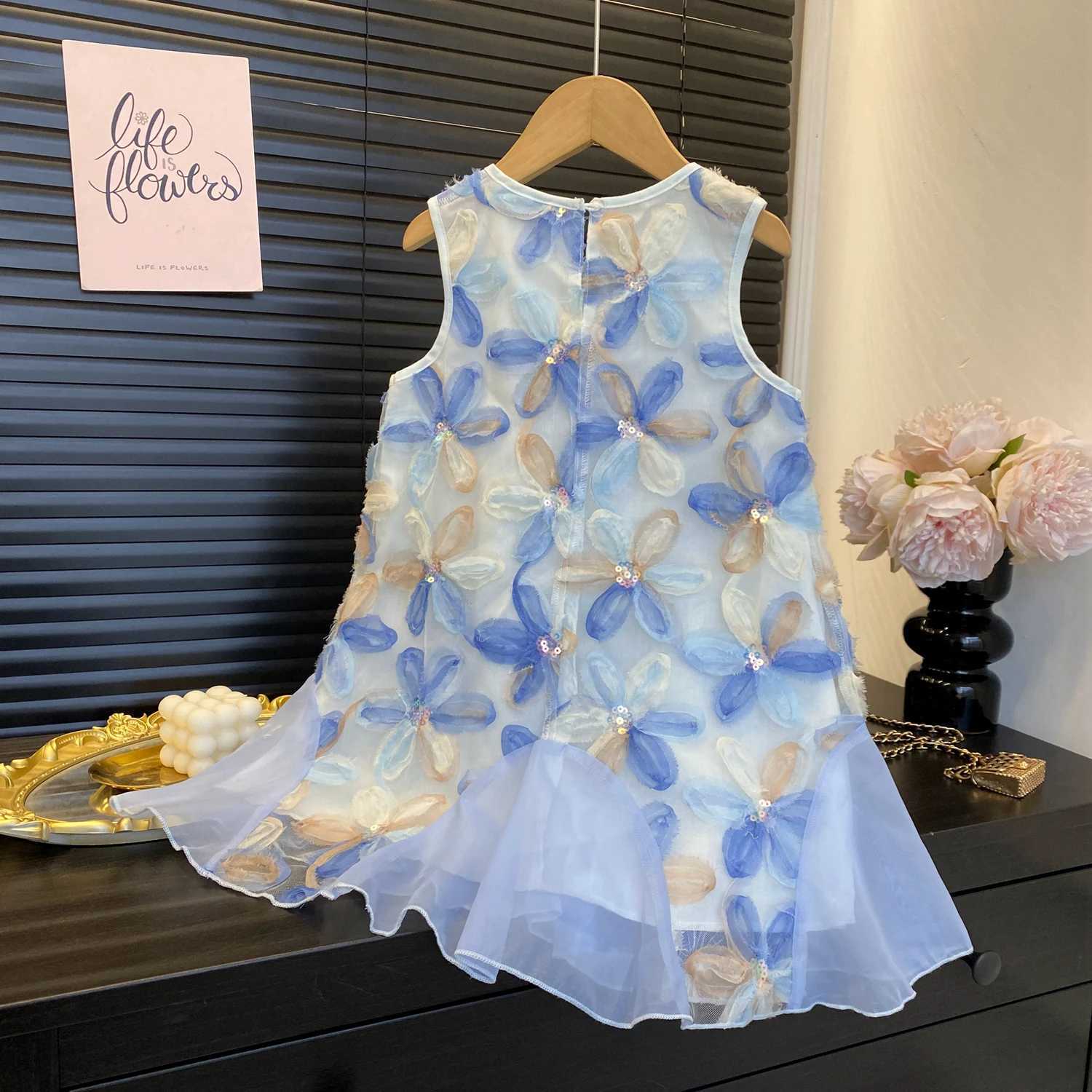 Humor Bear Girls Princess Dresses Summer Childrens Clothing Flower-sequined Fishtail Sleeveless Dress Costume Vestidos H260402