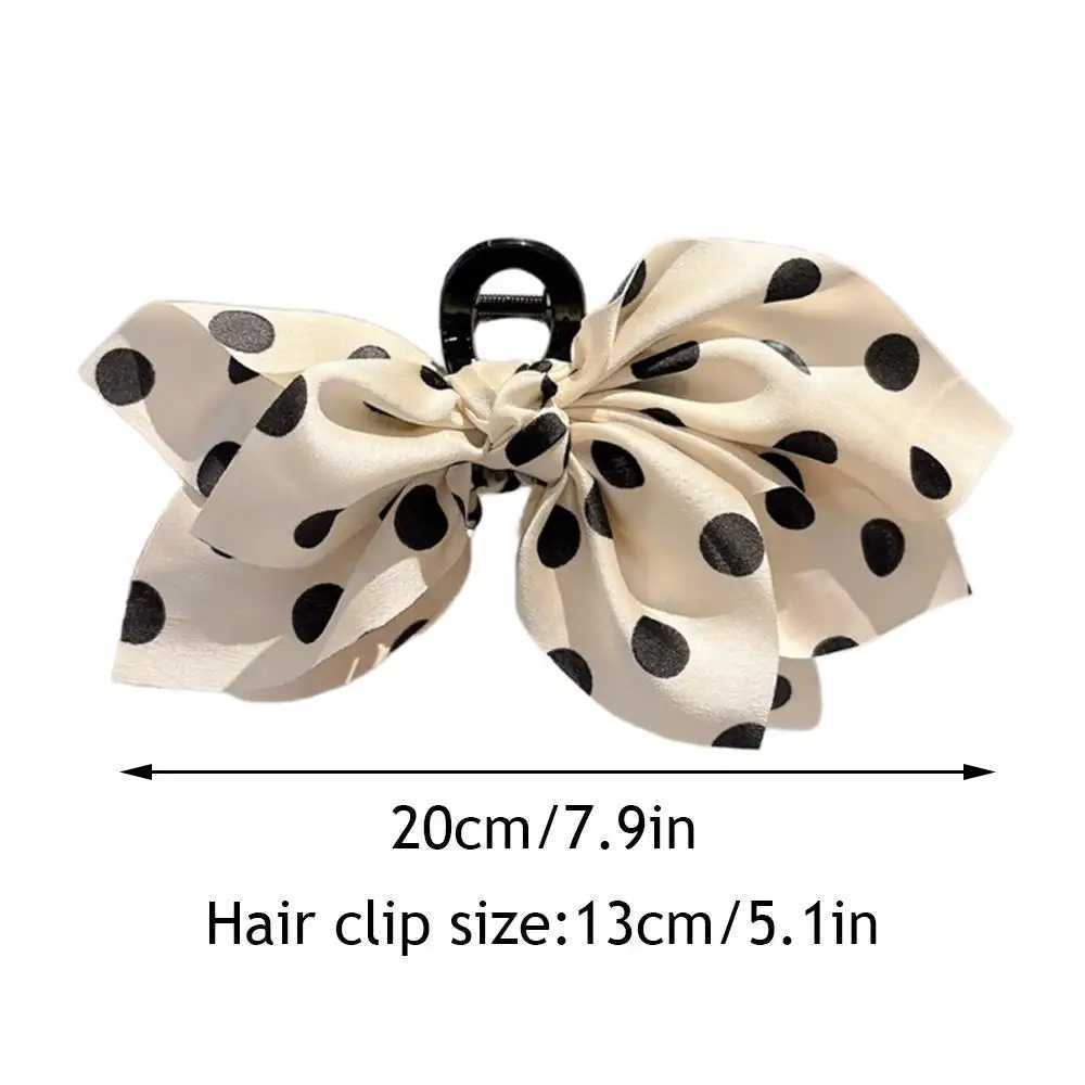 Double Sided Bow Hair Claw Satin Cross Knotted Grab Clip Polka Dot Big Bow Hair Clip Back Of The Head Shark Clip Ponytail Holder H260402