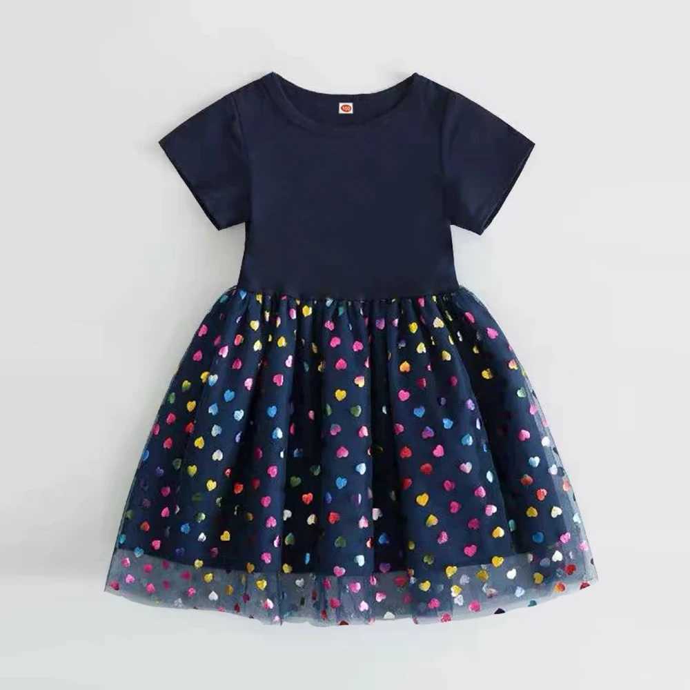 New Kids Clothes Princess Dress Summer Baby Girls Dress Short-sleeved For Children Birthday Party Girl Dress 2-8Y H260402