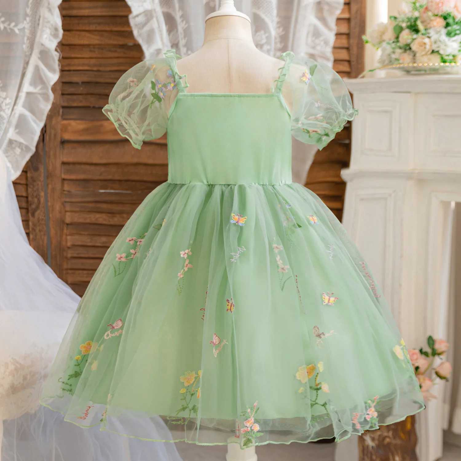 Toddler Baby Girl Fairy Dress Princess 1-5 Y Newborn Birthday Party Flower Dress Wedding Tulle Tutu Vestidos Kids Girls Costumes H260402